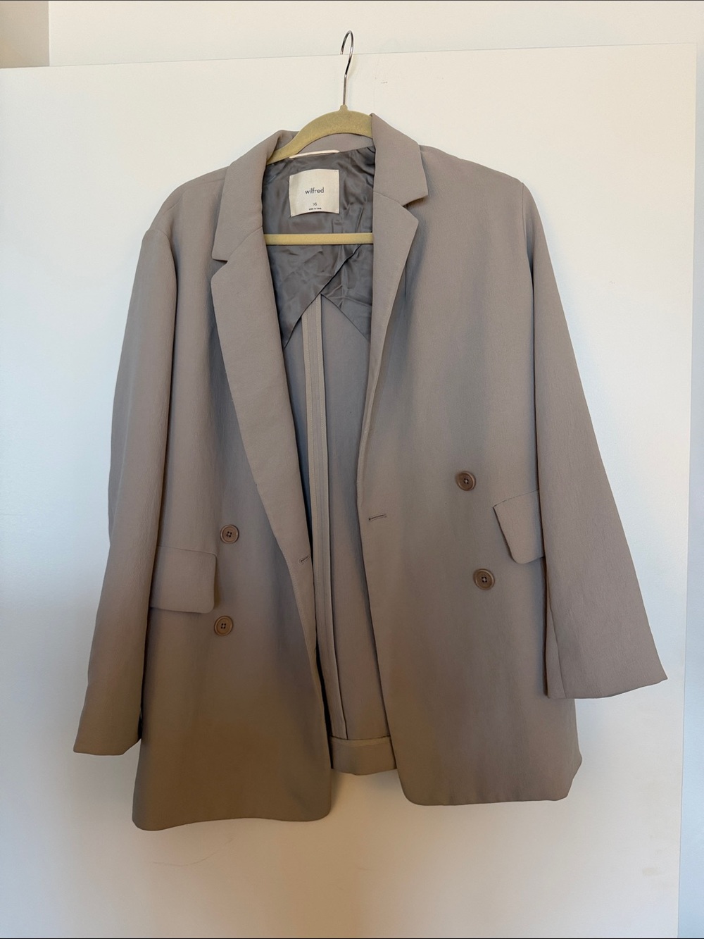 Wilfred Taupe Double-Breasted Relaxed Blazer